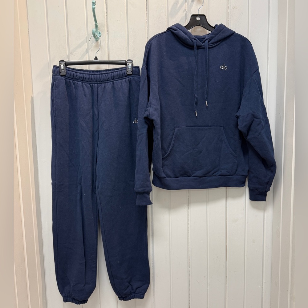 Alo Navy Blue Hoodie and Sweatpants Set Sweatset